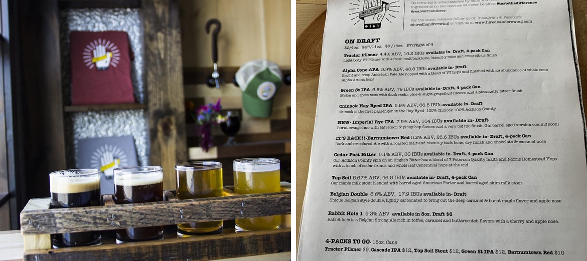 Hired Hand Brewing Co. Menu