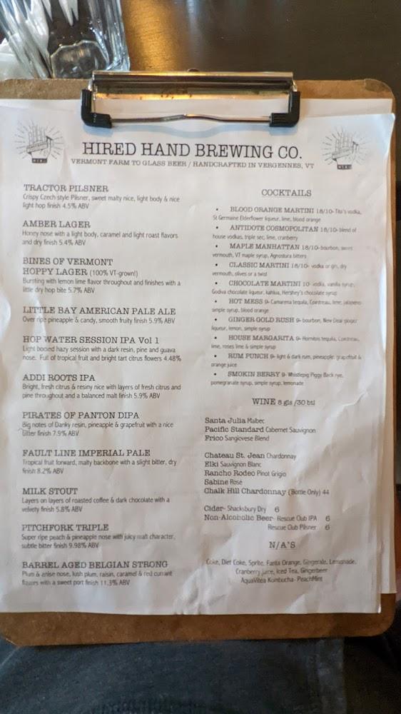 Hired Hand Brewing Co. Menu image 2