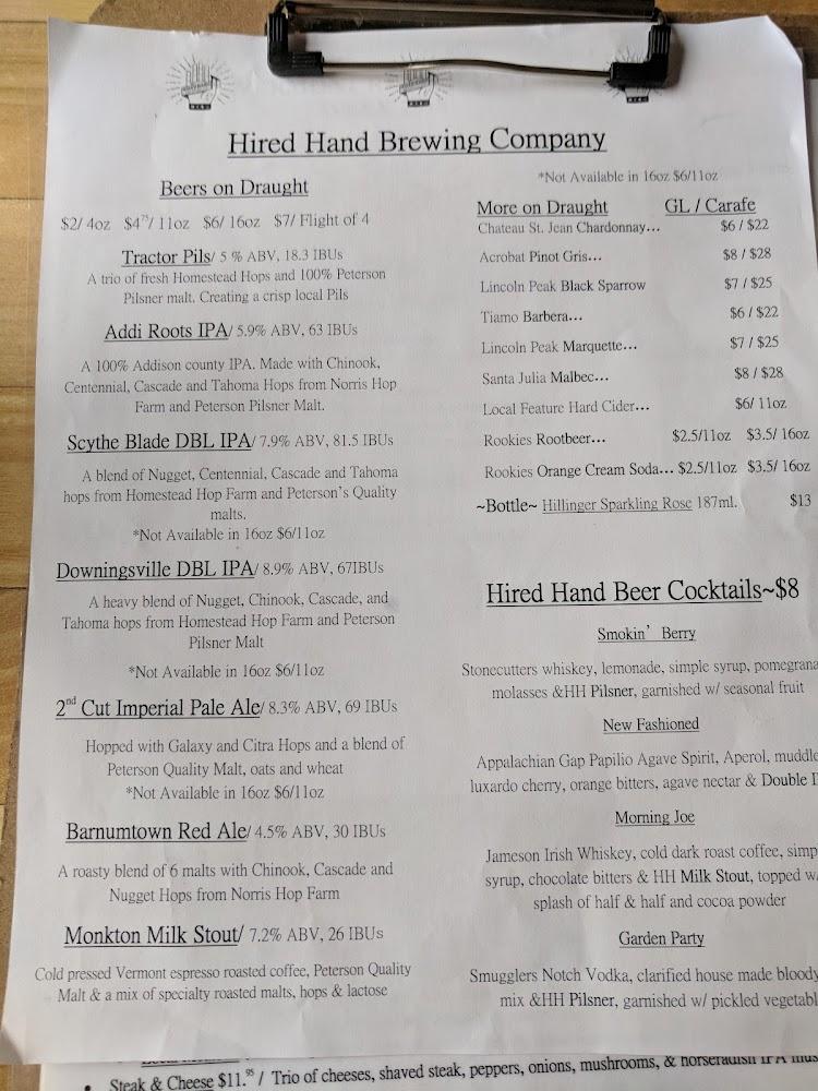 Hired Hand Brewing Co. Menu image 3
